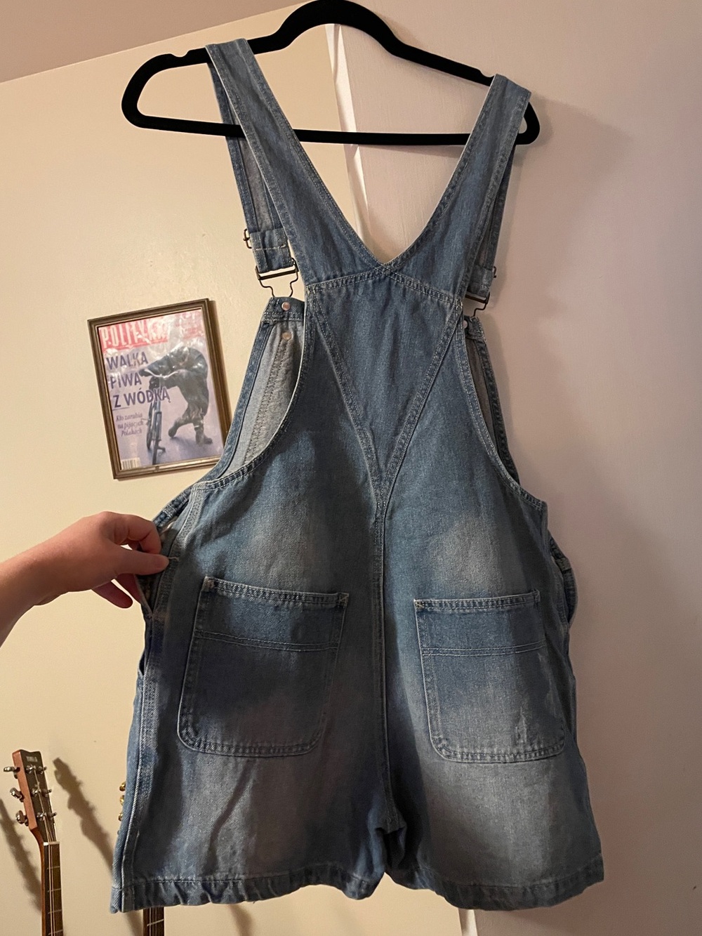 Distressed Light Wash Denim Short Overalls by Cotton Candy size M medium CUTE - Picture 2 of 7